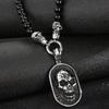 Мужское ожерелье в стиле стимпанк с подвеской в виде черепа и лица из фианита для мужчин, ширина 8 мм, длина 50 см, агатовые бусины, цепочка из нержавеющей стали, ювелирные изделия