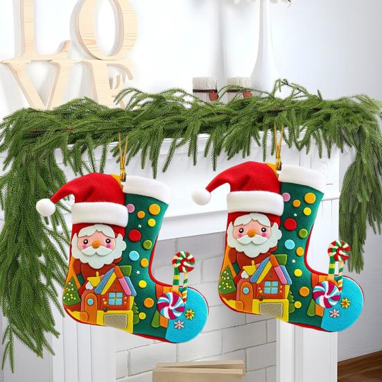 Yousheng Christmas Socks Santa Claus Red Hanging Ornament Acrylic Decorative Keychain Pendant Xmas Stockings Wall Decoration