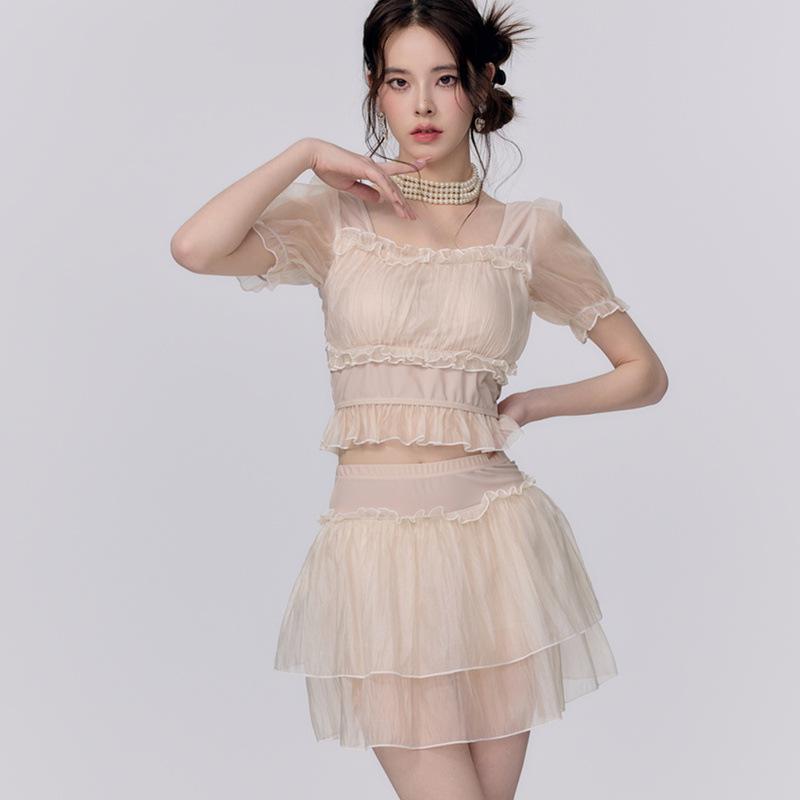 Кружевной раздельный купальник из двух частей 2025: Сексуальное сетчатое летнее платье феи, купальник для женщин