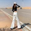 White slightly pulled jeans, women's new low-rise loose-fitting wide-legged and thin pants in autumn and winter