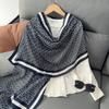 2025 Spring and Summer New Letter Scarf Women's Thermal Air Conditioner Shawl Summer Sunscreen Yarn Cotton and Linen Beach Towel