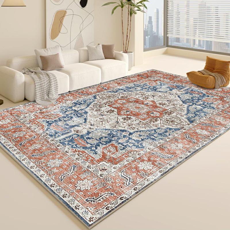 Большой моющийся винтажный шотландский тартан и пейсли - Низкий ворс, не линяет, с нескользящей резиновой основой, серый, бежевый, коричневый