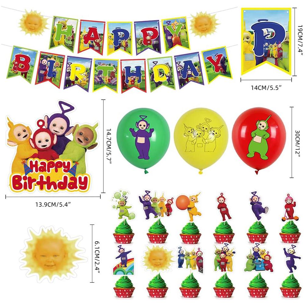 32 шт. товары для вечеринок «Телепузики», включая воздушные шары с баннерами и кексами