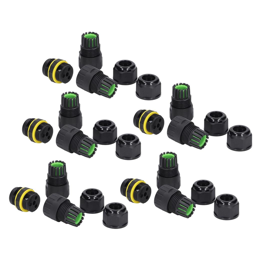5PCS IP68 Waterproof Connector 3 Pin Straight Through Outdoor Power Connector for 9‑12mm
