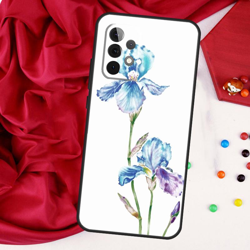 Фиолетовый цветок ириса Акварель Для Samsung Galaxy A56 A36 A26 A16 A05 A06 A22 A32 A52 A54 A34 A14 A55 A15 A53 A33 A35 Чехол