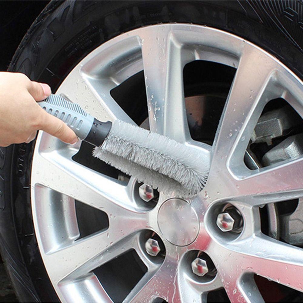 Auto Tire Car Cleaning Brush T-bend Handle Wheel Hub Scrubber New Car Washing