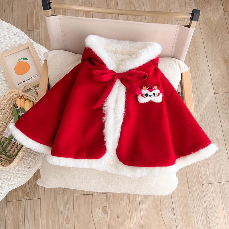 Зимняя бархатная накидка для девочек - ветрозащитная шаль принцессы для новорожденных