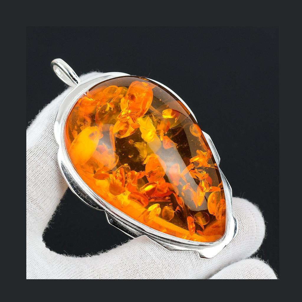 Baltic Amber Lab Created Gemstone Handmade 925 Sterling Silver Pendant Amber Gemstone Pendant For Gifts Handmade Jewelry Gifts For Women
