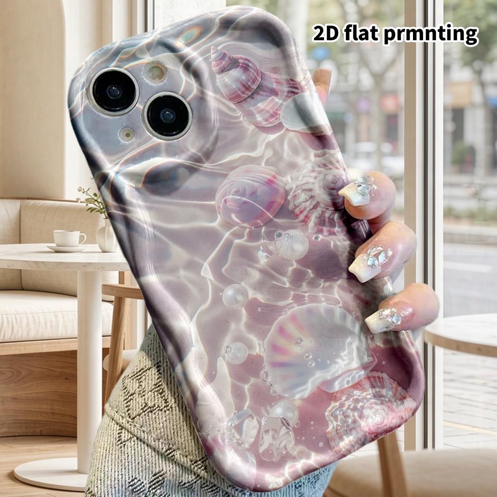 Phone Case: 2D flat design suitable for iPhone 18, 17, 16, 15, 14, 13Pro protective case, wave shell, underwater shell, Christmas and Halloween gifts