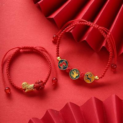 Hand-woven Zodiac Horse Bracelet Calabash Chinese Red Handrope Gift Good Lucky Bracelet Decoration