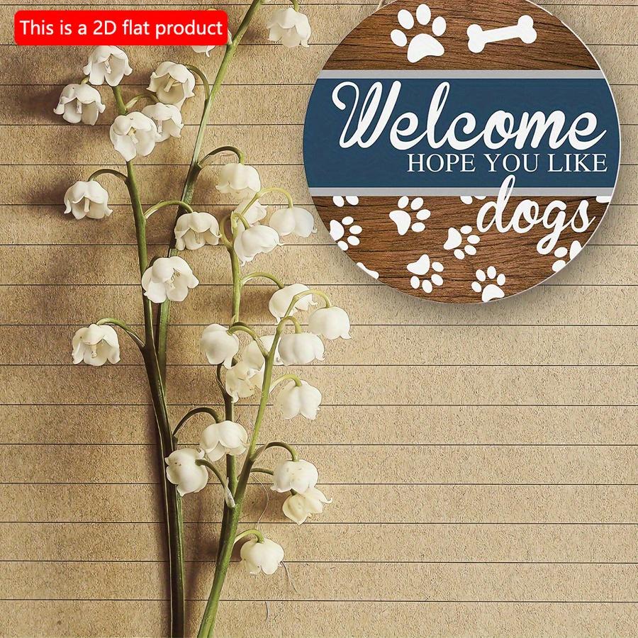 2D Flat 20*20cm 1pc Welcome Hope You Like Dogs Wooden Kennel Hanging Sign, , Dog Footprints&bones Patterns Gift for Friends Who Like Dogs, Applicable