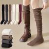Women Solid Casual Thin Washable High Elasticity Fashion Polyester Stockings Vintage Long Stacked Outdoor Knee-High Socks 1 Pair