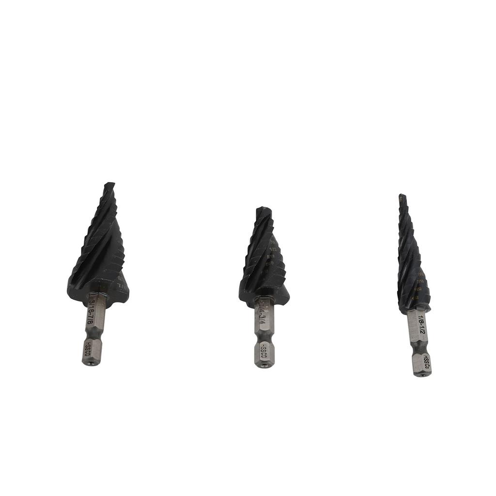 Step Drill Bit Set M35 High Speed Steel Cobalt TiAIN Coated 4 Slot 3 Flute Step Drill Bit for Thin Plates