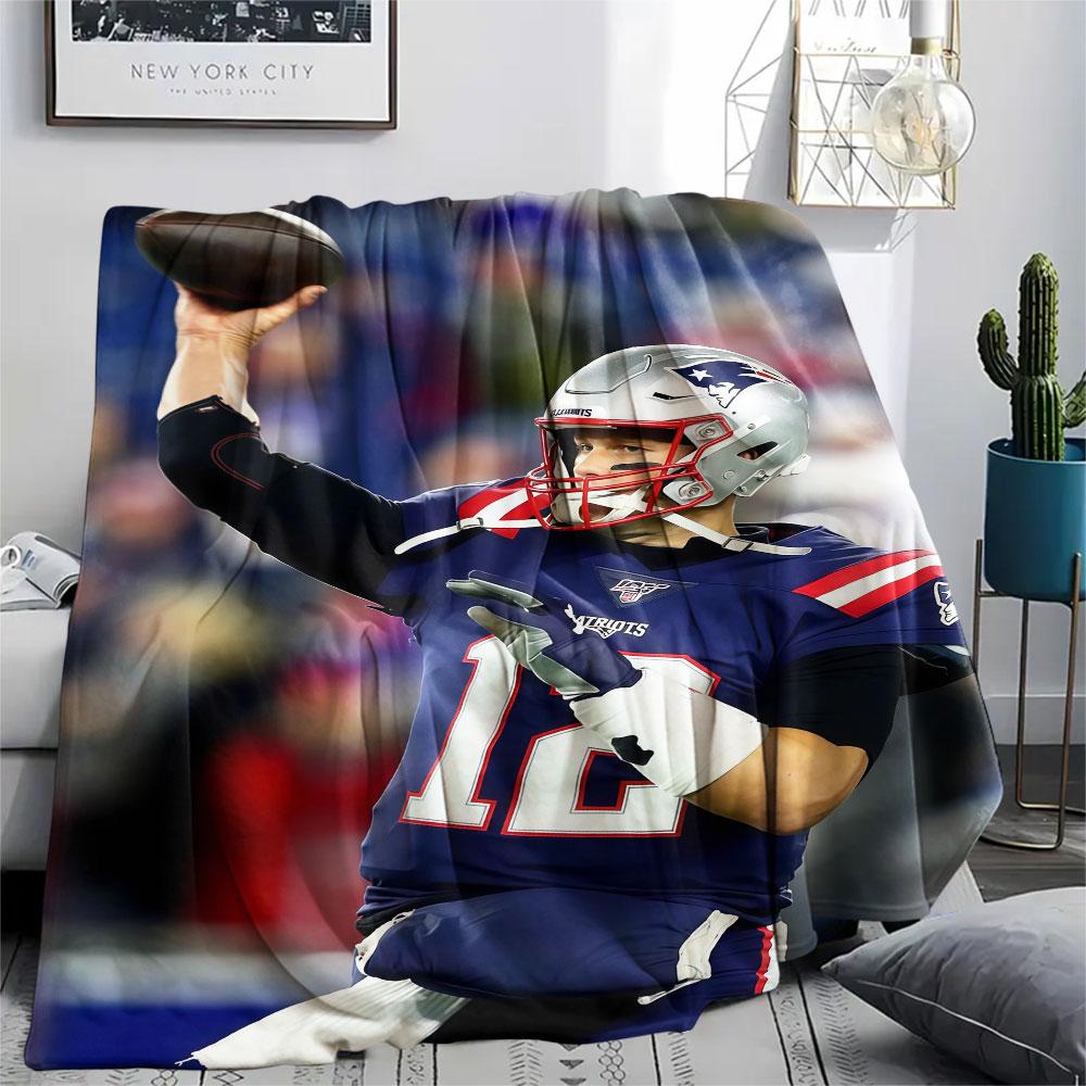 Brady Printed Flannel Blanket, soft throw for bedroom sofa, washable, fan merchandise, great gift.