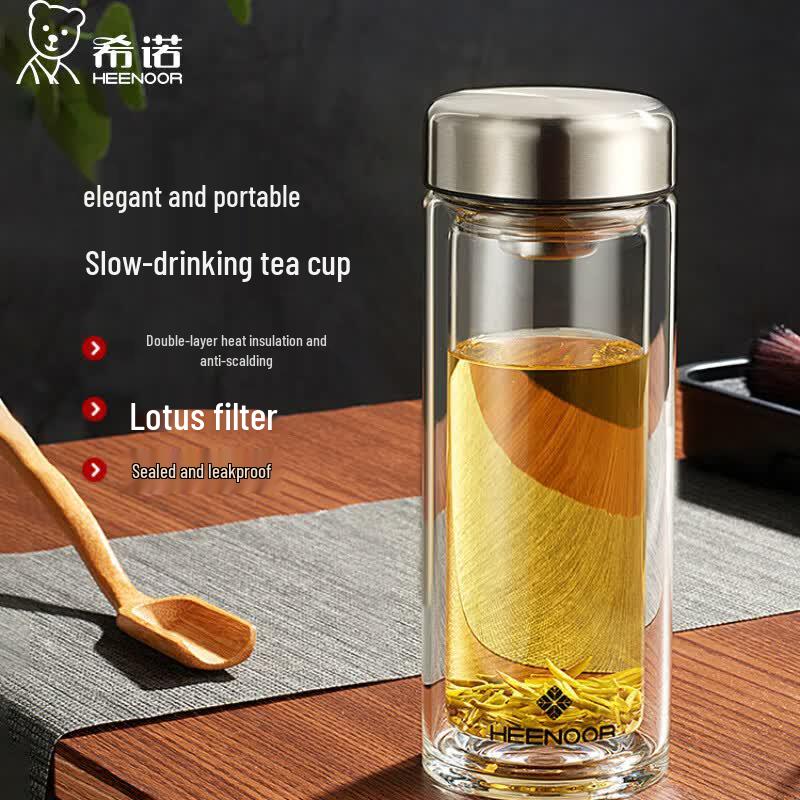 Heenoor Double-Layer Anti-Scald Glass Tea Cup