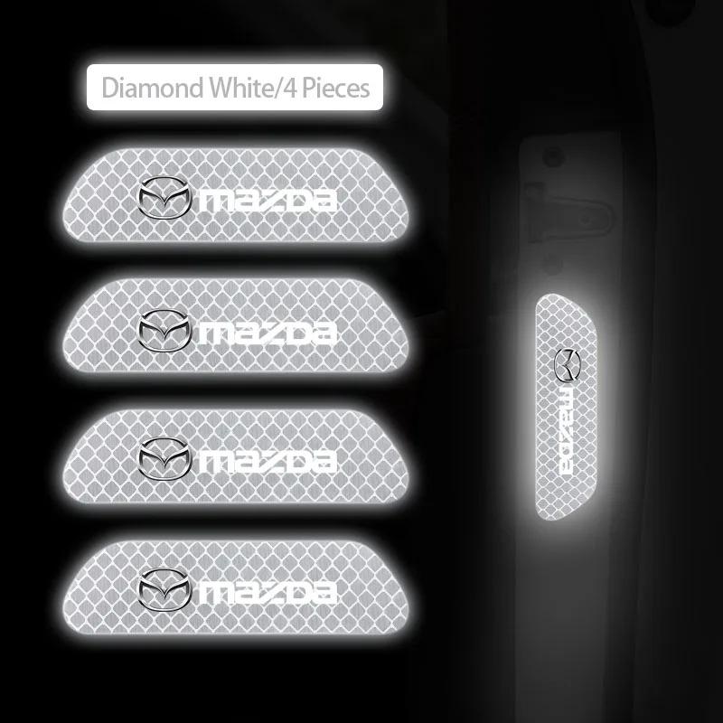 4Pcs Waterproof Reflective Warning Stickers for Mazda 3 6 CX-3 CX-5 CX-30 CX-50 MX-5 Miata Night Safety Car Exterior Accessories