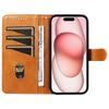 For iPhone 15 Wallet Case T-Shape Lines Leather Phone Cover Stand