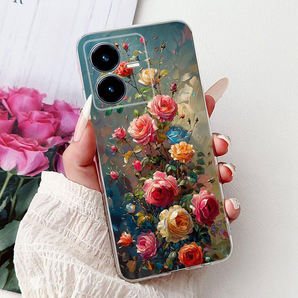 For Vivo Y22 Y22s Y22t V2206 V2207 Elegant Floral Butterfly Phone Case For Vivo Y22 Y22S Y22T 4G Soft Silicone TPU Cases