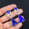 Серьги-подвески в бохо-стиле из стерлингового серебра с натуральным синим сапфиром, чакра третьего глаза