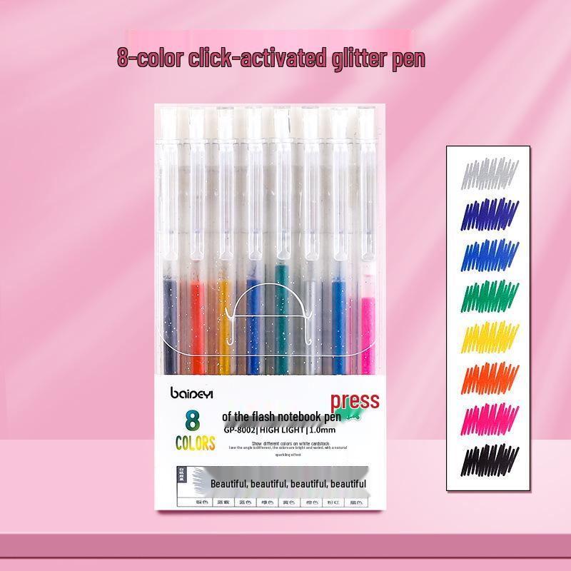 Luminous Glitter Gel Pen - Color-Changing Crystal Sand Effect for Journaling & Drawing.