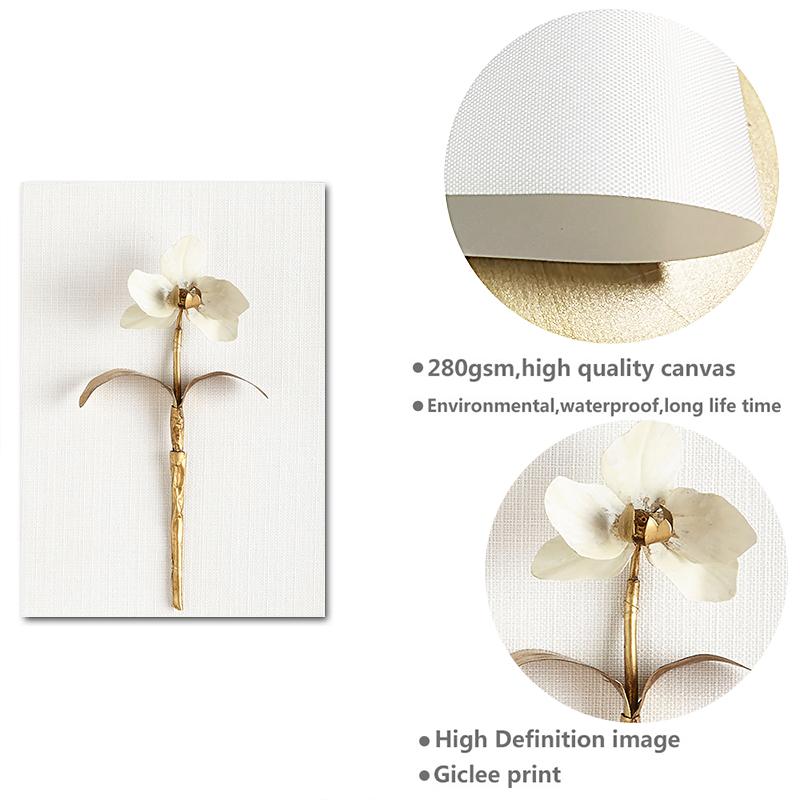 Скандинавский золотой абстрактный лист, цветок, настенное искусство, холст, современная живопись, плакат, печать, настенная картина для гостиной, домашний декор