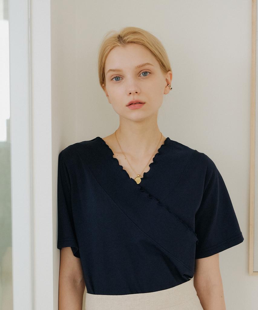 YUPPE Shirring Point T-Shirt_Navy