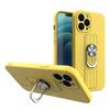 Ring Case Silicone Case With Finger Holder And Stand For Iphone 13 Mini Yellow