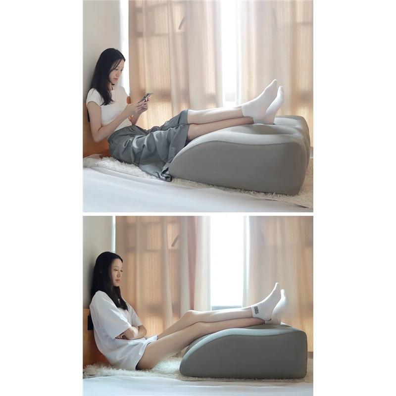 Inflatable Trapezoidal Leg Pillow Flocked Foot Pillow Inflatable Leg Cushion Knee Relaxation Leisure Inflatable Cushion