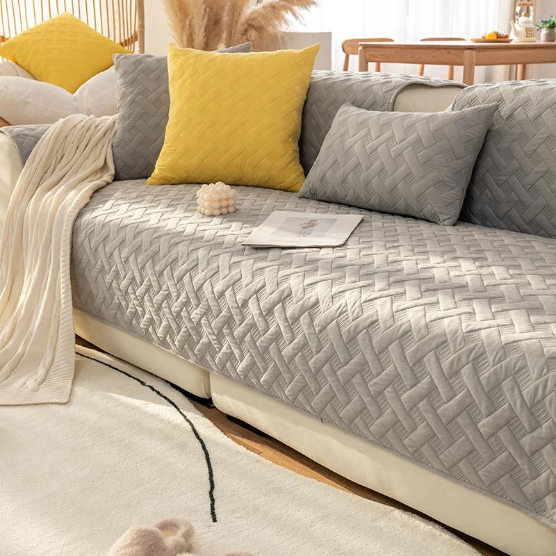 Подушка для дивана из хлопка Four Seasons Universal Sofa Cover для гостиной Нескользящие мягкие простые чехлы для диванов Домашние диваны Полотенце