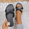 2025 новые шлепанцы на плоской подошве женские большого размера простые шлепанцы с одним словом повседневные с открытым носком пляжные прохладные шлепанцы