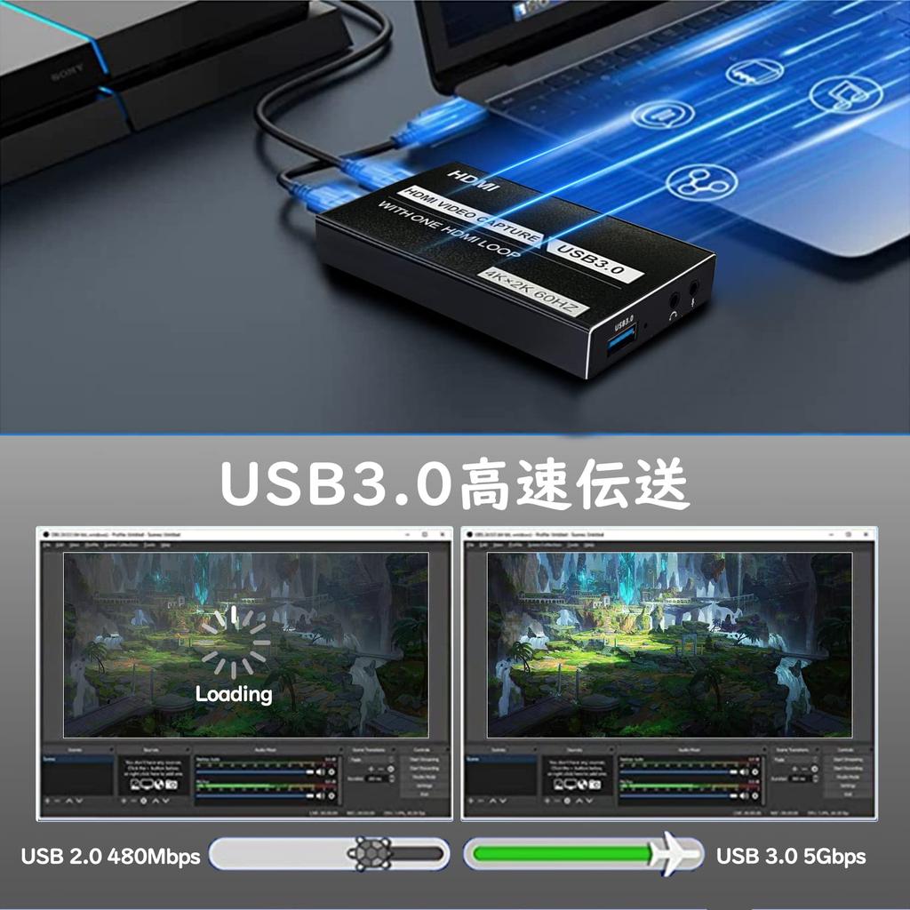 Capture Board 4K HDMI Функция Screen Sharing 1080P 30Hz Видеозахват игры Запись живого видео Совместимо с Switch Xbox Wii U Совместимо с OBS