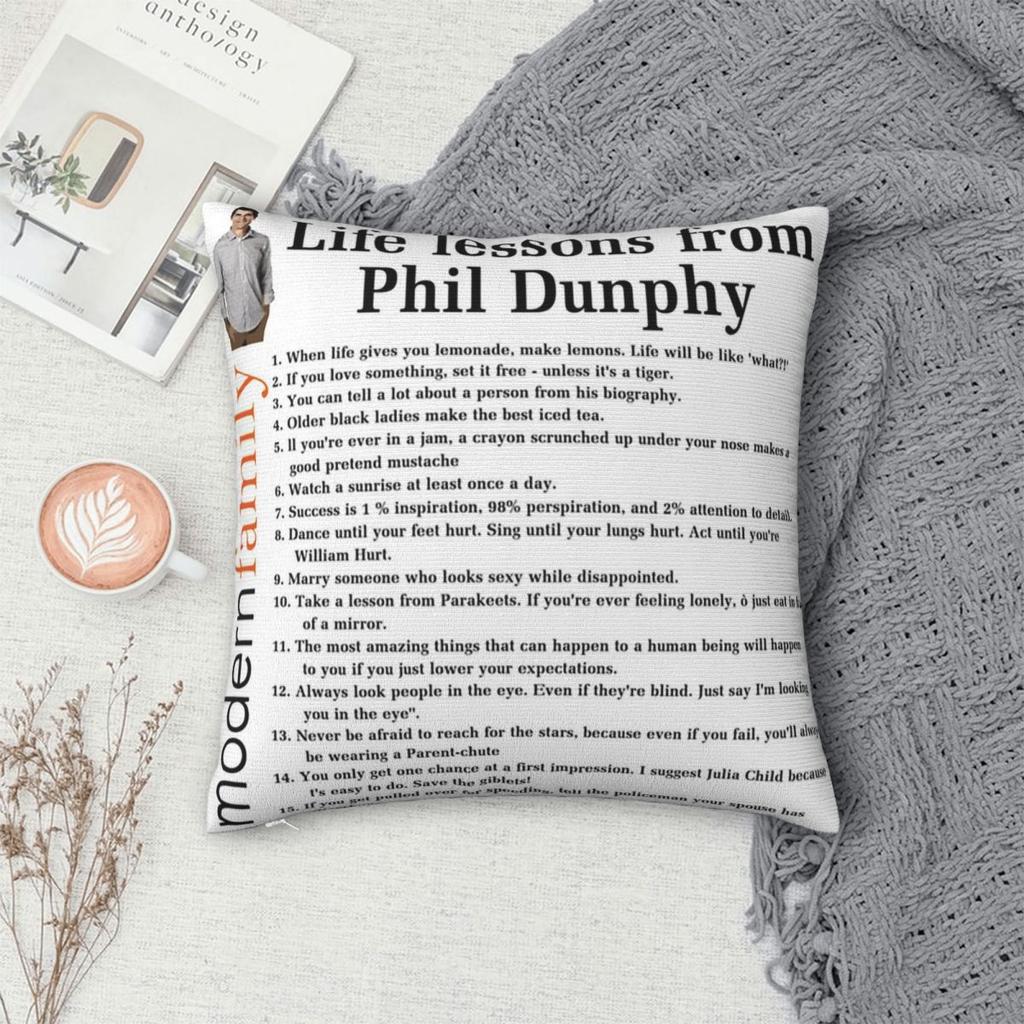 Life Lessons From Phil Dunphy Modern Family Pillowcase Polyester Linen Velvet Creative Zip Throw Pillow Case Sofa Seater Cover