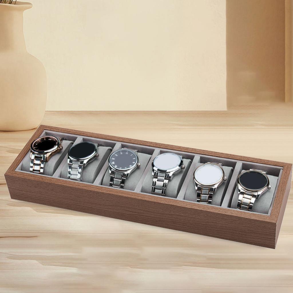 6 Slots Watch Organizer Tray Sales Display Jewelry Show Box Stand Showcase