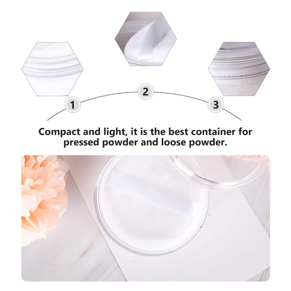 BESTOYARD 20g Powder Case with Small Divided Container with Inner Portable Refill Pack of 10 Puff, Stopper, Transparent, Container,