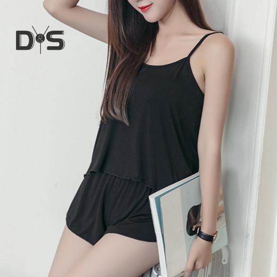 Женский пижамный комплект из 2 предметов, свободный топ на бретельках и шорты, летний повседневный комплект без рукавов для сна, домашняя одежда для спальни, домашний костюм
