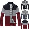 Men's Long-sleeved Stand-up Collar Colorblock Plush Thickened Cardigan Sweater Slim Fit Casual Sweater