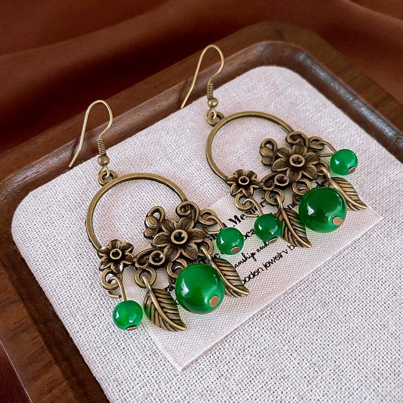 Новые китайские серьги-капли с кисточками в виде цветка, этнический стиль, ретро, модные серьги для женщин