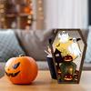 Halloween Wooden Tombstone Shaped Table Block Sign Spooky Ghost Pumpkin Bat Castles Tiered Tray Centerpiece for Halloween Party Indoor Decor