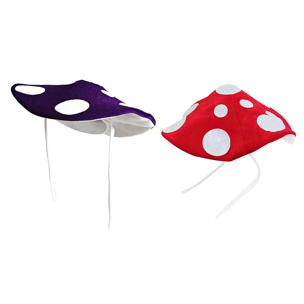 Lovely Mushroom Hat With Adjustable Neckties Soft Polyester Costume Accessory Headwear For RolePlay Halloween Party