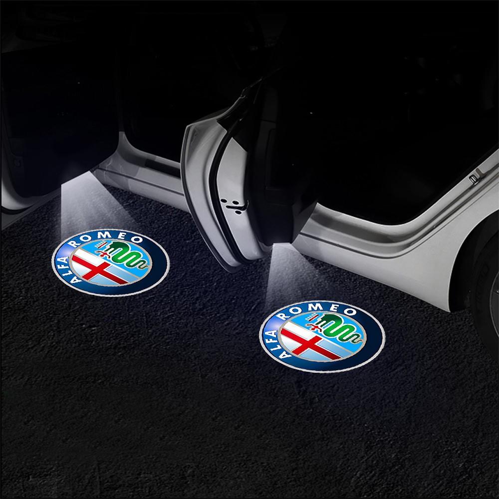 EBUW6 Car Wireless Door Led Welcome Light Projection Lamp Light Decoration For Alfa Romeo Tonale Stelvio MiTo Giulietta Giulia ALFA 4C