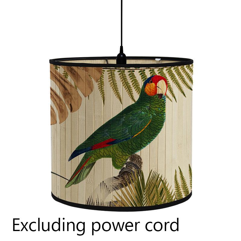 Абажур с цветочным принтом птицы, складной ретро бамбуковый абажур, абажуры ручной работы с зелеными растениями