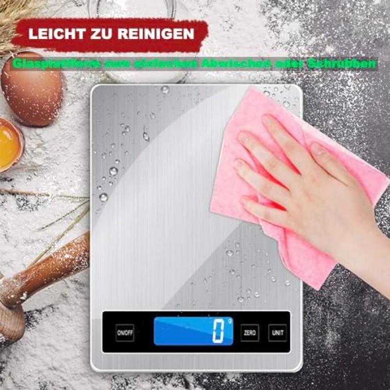Digital Kitchen Scale 15kg Capacity with 1g Precision, Multi-Unit Conversion (g/kg/lb:oz/ml/fl'oz), TYPEC Rechargeable, Household Baking Food Scale