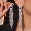Luxury Shiny Long Tassel Earrings Geometric Design Fashion High-End Earrings Prom Earrings Women's Earrings 1 Pair