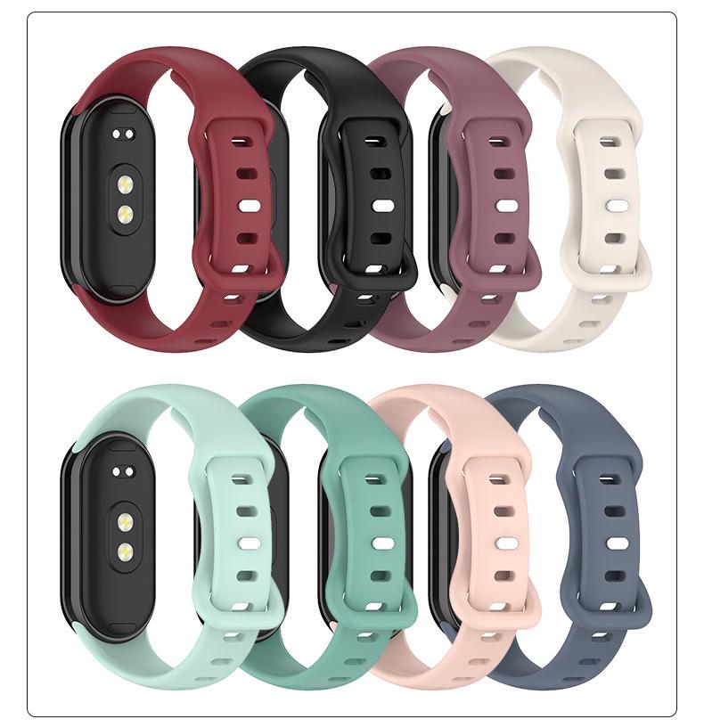 Однотонный силиконовый ремешок для Xiaomi Mi Band 8/9 с застежкой-бабочкой в форме 8