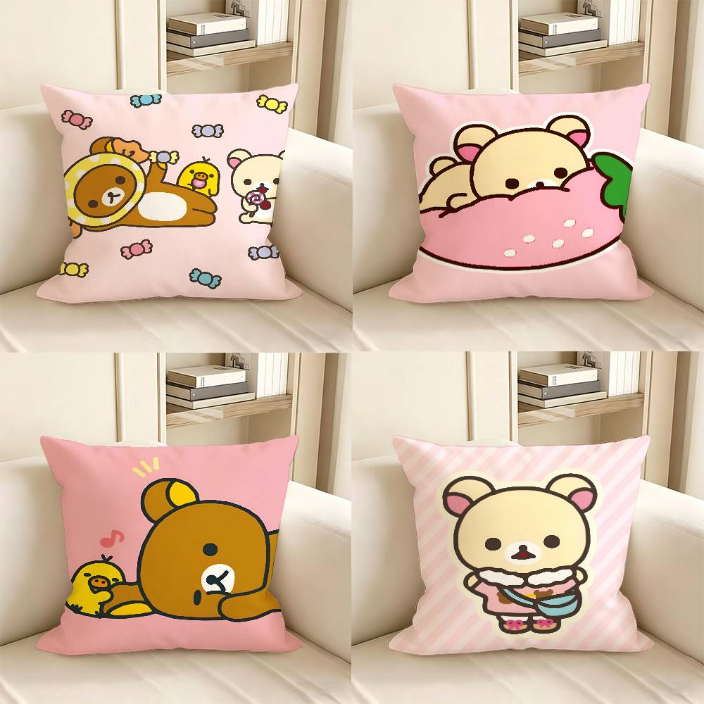 pc Rilakkuma Cartoon Pillow Case Fashion Square Pillowcase Bedroom Sofa Room Ins Decoration Leisure