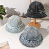 Ретро состаренная выстиранная шляпа рыбака с оборками, повседневная и универсальная куполообразная шляпа от солнца в корейском стиле, подходящая для модных сочетаний на открытом воздухе