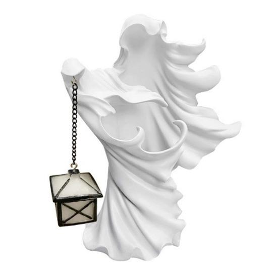 Страшный адский посланник, безликая скульптура призрака, уникальная статуя ведьмы из смолы с фонарем, украшение на Хэллоуин