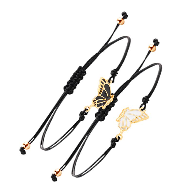 1 пара регулируемых браслетов с бабочками для женщин и мужчин, плетеные браслеты ручной работы, ювелирные аксессуары, подарки