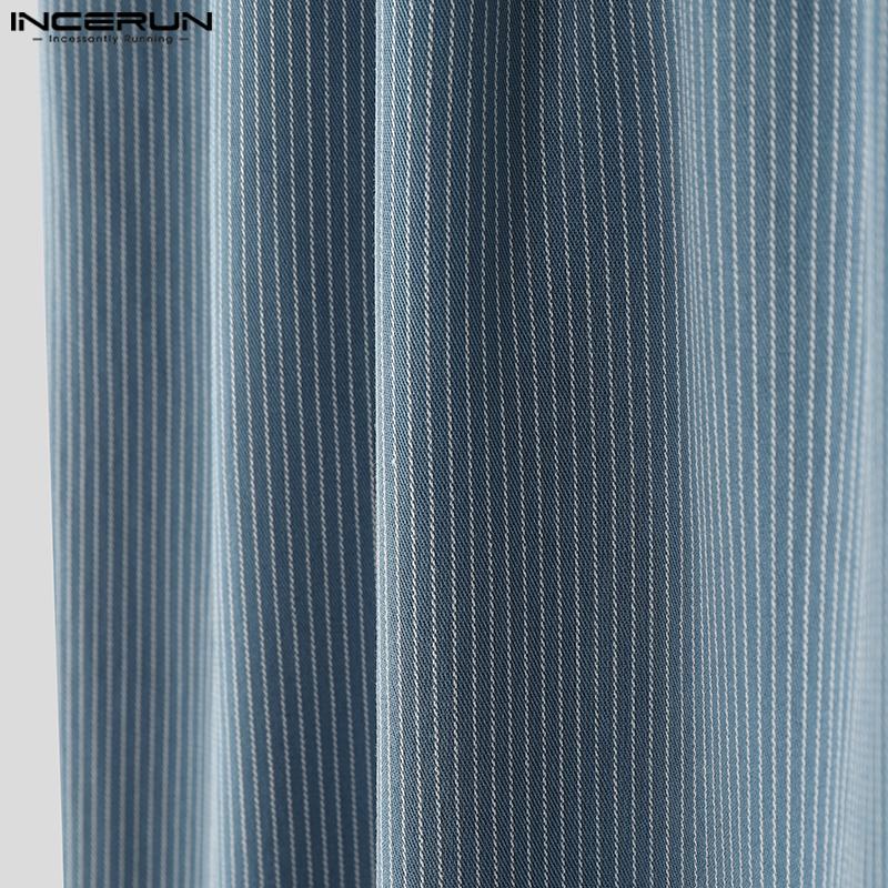 INCERUN Мужские эластичные брюки-шаровары свободного кроя с полосатым принтом, повседневные, с карманом