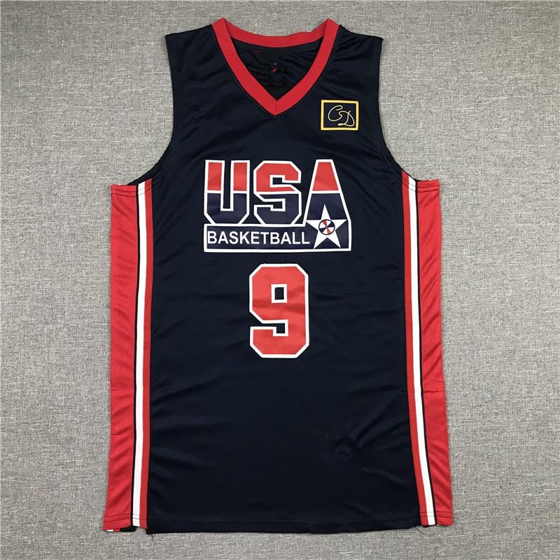 Mens Womens Basketball Jersey USA Dream Team 9 Jordan Style Breathable Mesh Tank Top Sportswear